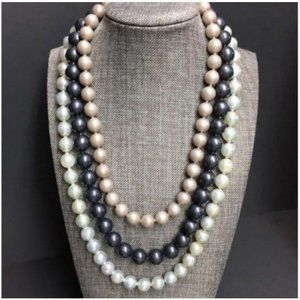 VTG Pop Bead Necklaces Three Gray Grey Black Pearl As Is Adjustable Retro